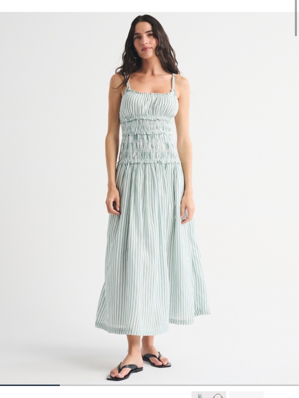 Abercrombie & Fitch Mint Green and White Striped Maxi Dress